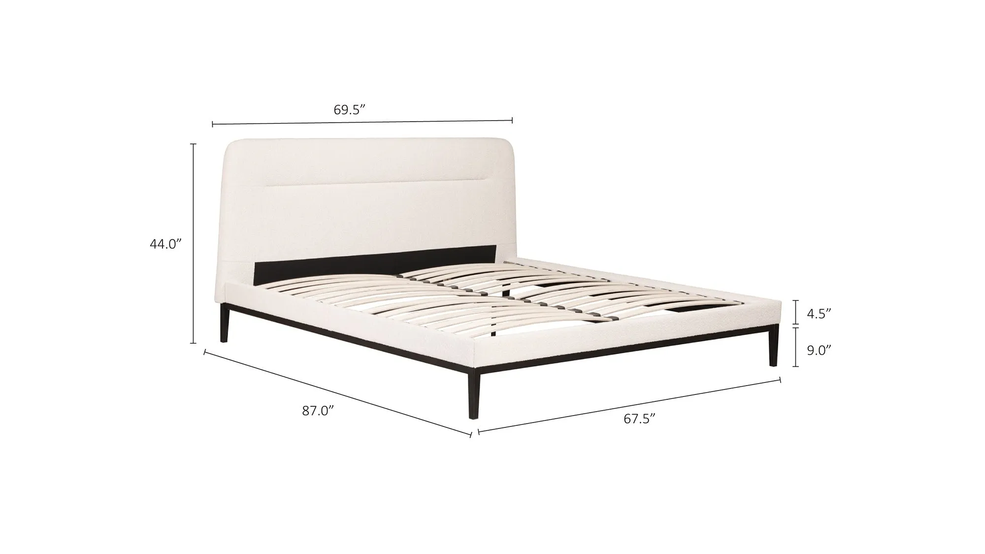Lean On Me Bed, Queen, Cream Boucle