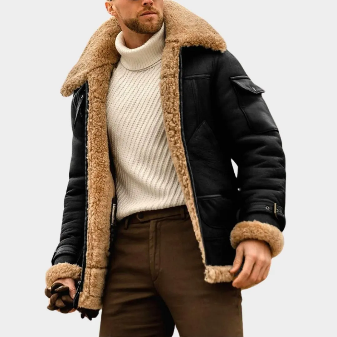 Men's Faux Fur Leather Coat - Vintage Lapel, Plush Lining, Warm Winter Jacket, Coffee, Brown, and More