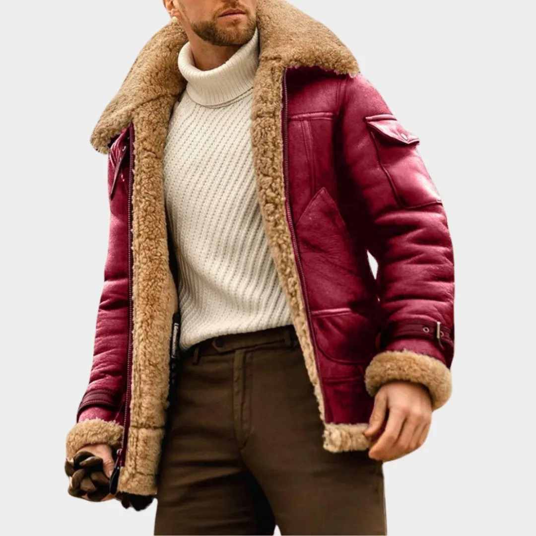 Men's Faux Fur Leather Coat - Vintage Lapel, Plush Lining, Warm Winter Jacket, Coffee, Brown, and More