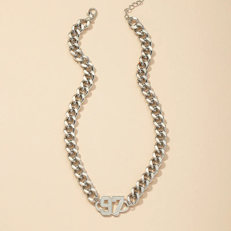 New Trendy Metal Necklace with Thick Chain - Europe & America Fashion Statement Piece