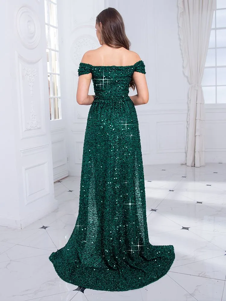 Off Shoulder Dazzling Sequin