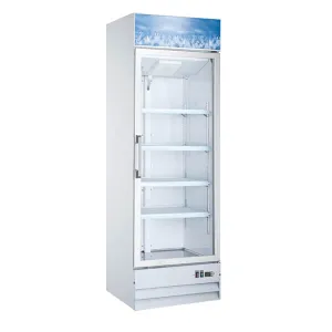 Omcan 50029 27" White Swing Glass Door Merchandiser Freezer - 13 Cu Ft