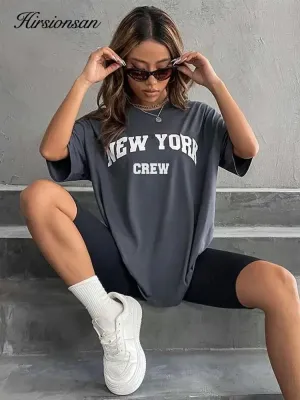 Oversized Bold Letter Graphic Women's Tee: Trendy Summer Shirt
