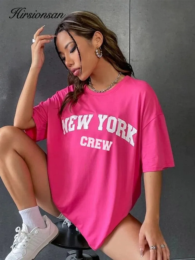 Oversized Bold Letter Graphic Women's Tee: Trendy Summer Shirt