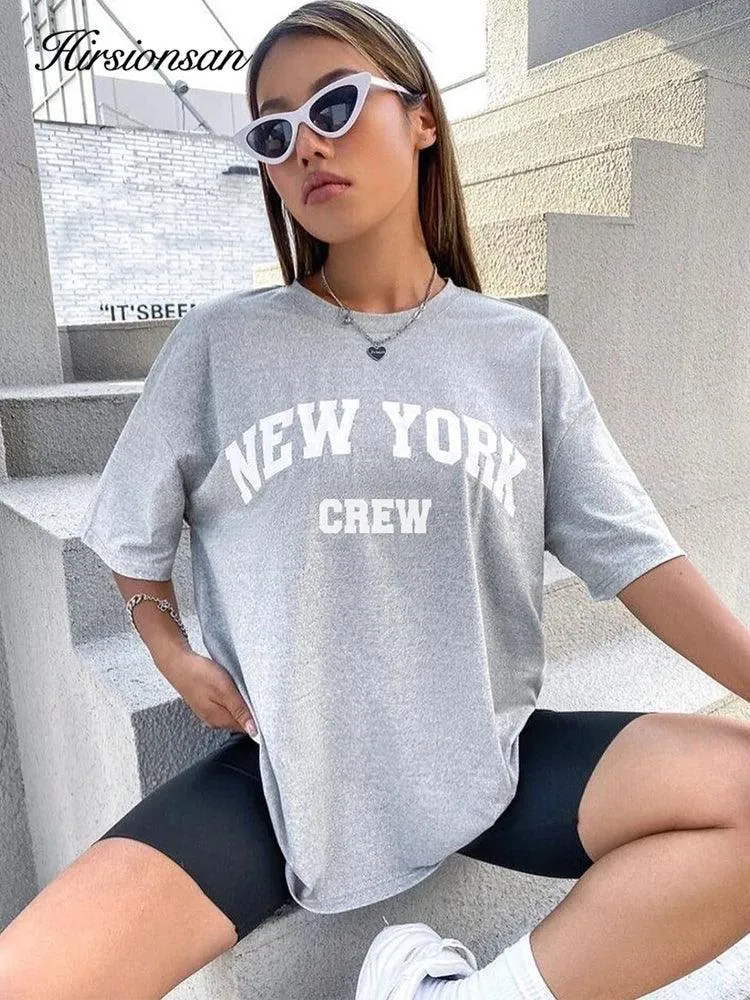 Oversized Bold Letter Graphic Women's Tee: Trendy Summer Shirt
