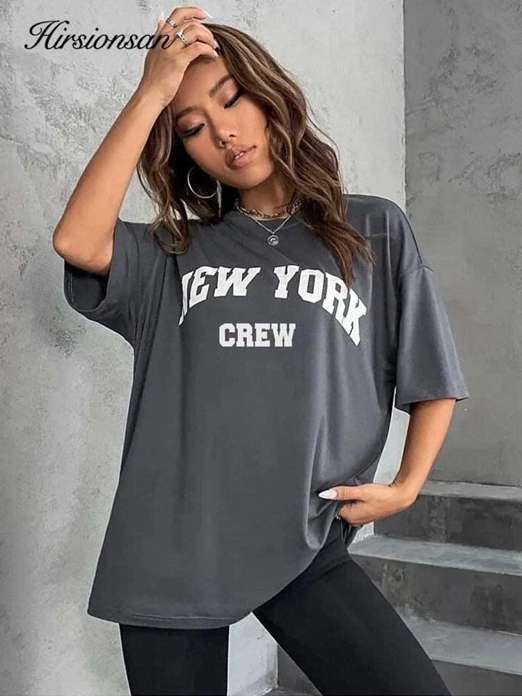 Oversized Bold Letter Graphic Women's Tee: Trendy Summer Shirt