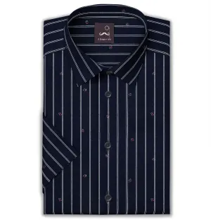 Pure Cotton - Semi-Spread Collar - Short Sleeve - Ocean Accents
