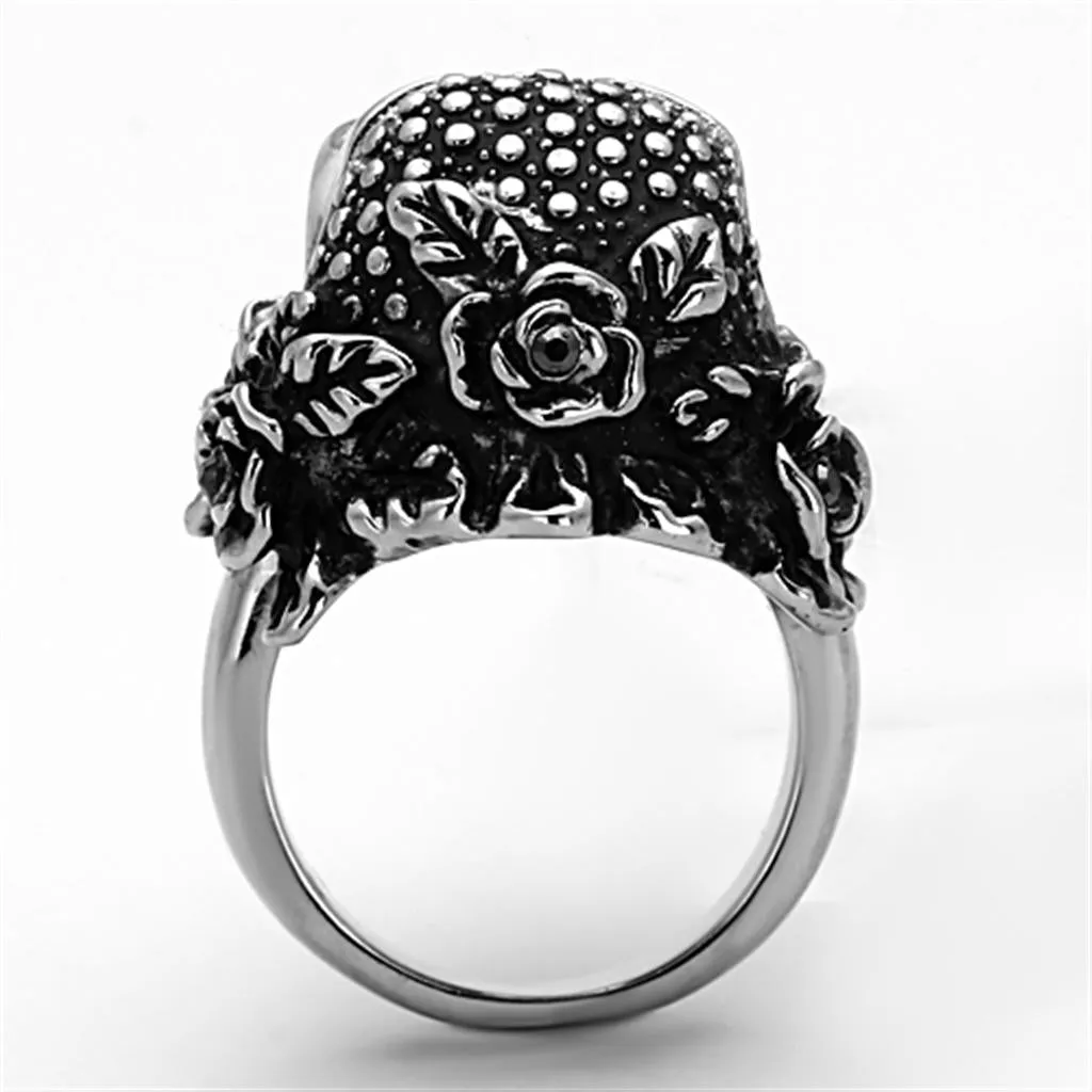 Ring Top GRD Crystal Black Diamond TK1203 for Unisex Style Stainless