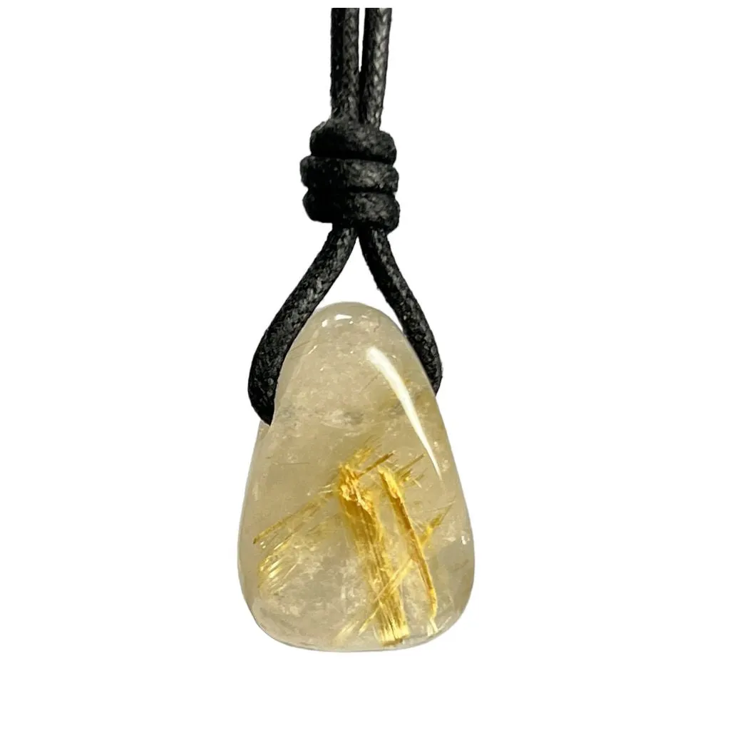 Rutilated Quartz Pendant Necklace - Adjustable Bohemian Style