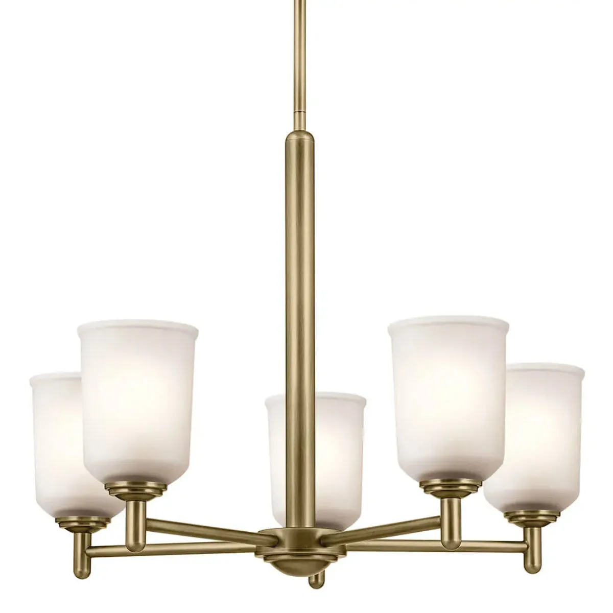 Shailene 24" 5-Light Chandelier with Clear Satin Etched Glass, Natural Brass Finish