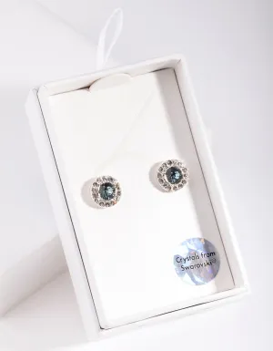 Silver Swarovski Halo Crystal Stud Earring