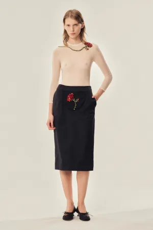 SIMONE ROCHA EMBELLISHED FLOWER PEEK-A-BOO SKIRT