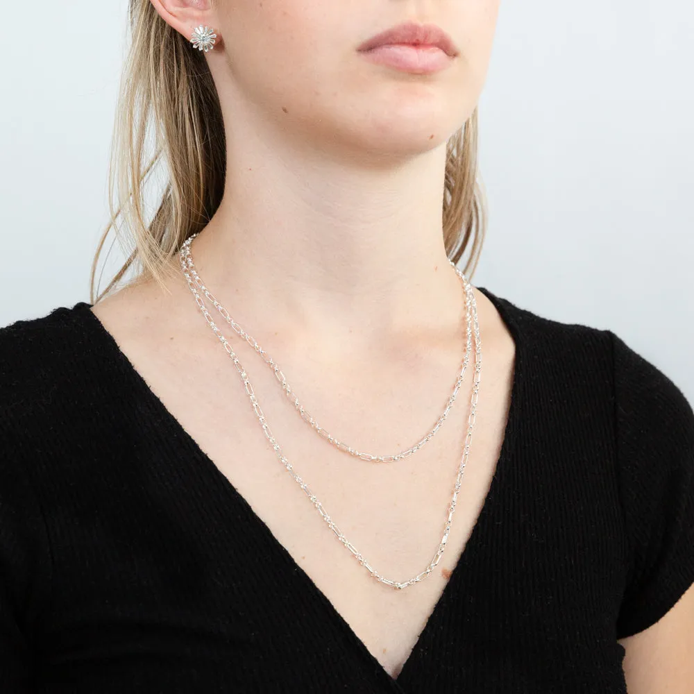 Sterling Silver Double Strand Figaro 45cm Chain