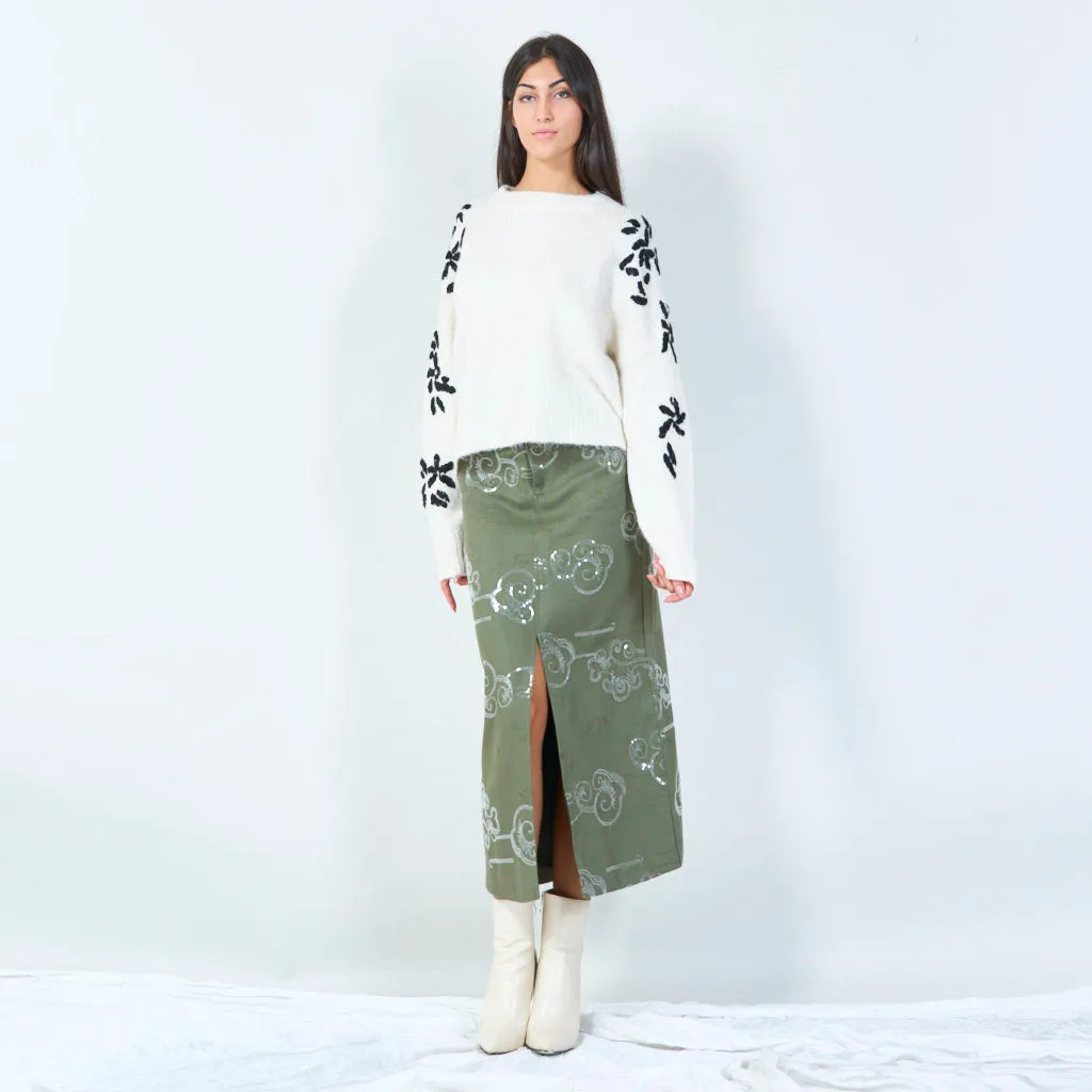 Stylish midi skirt with abstract pattern wholesale