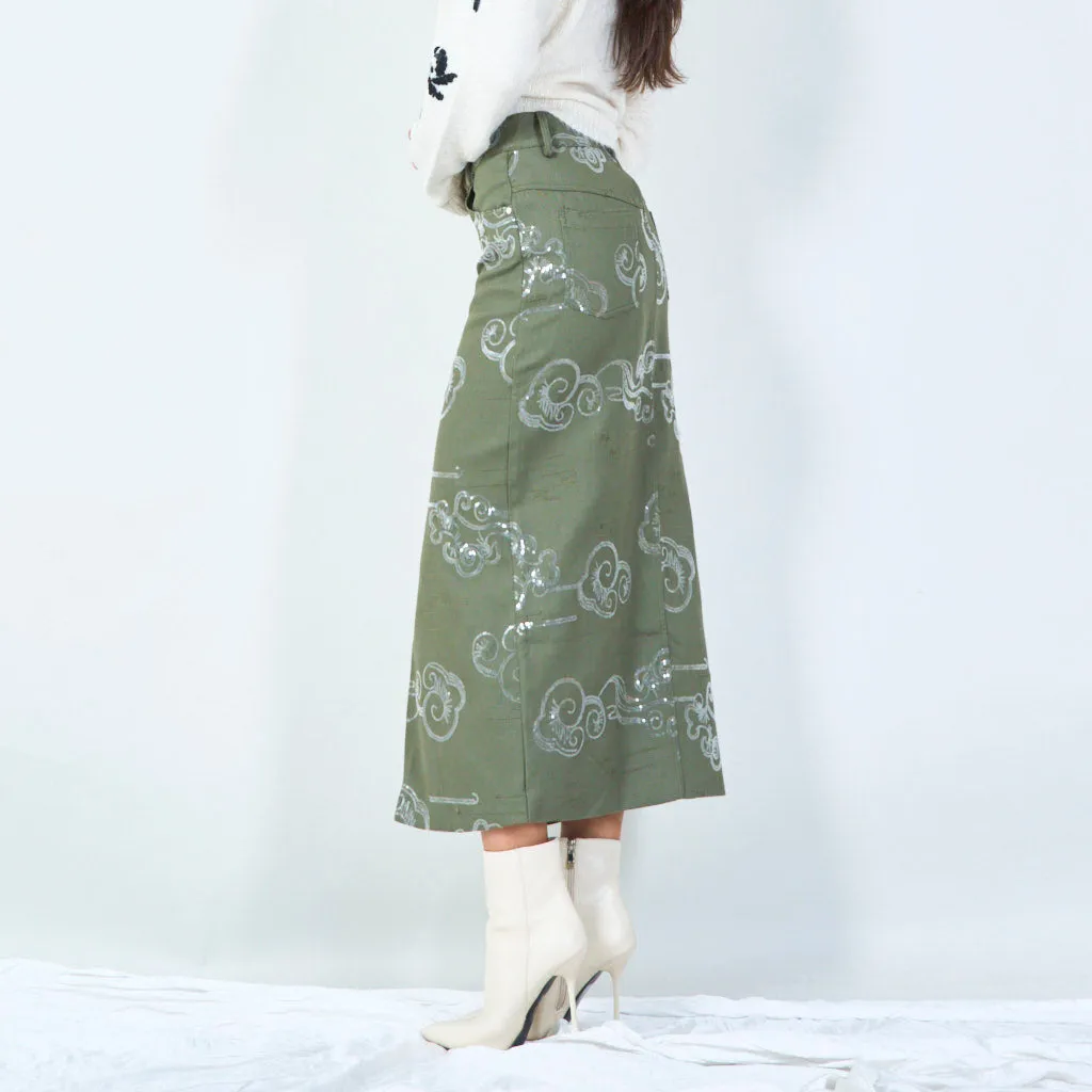 Stylish midi skirt with abstract pattern wholesale