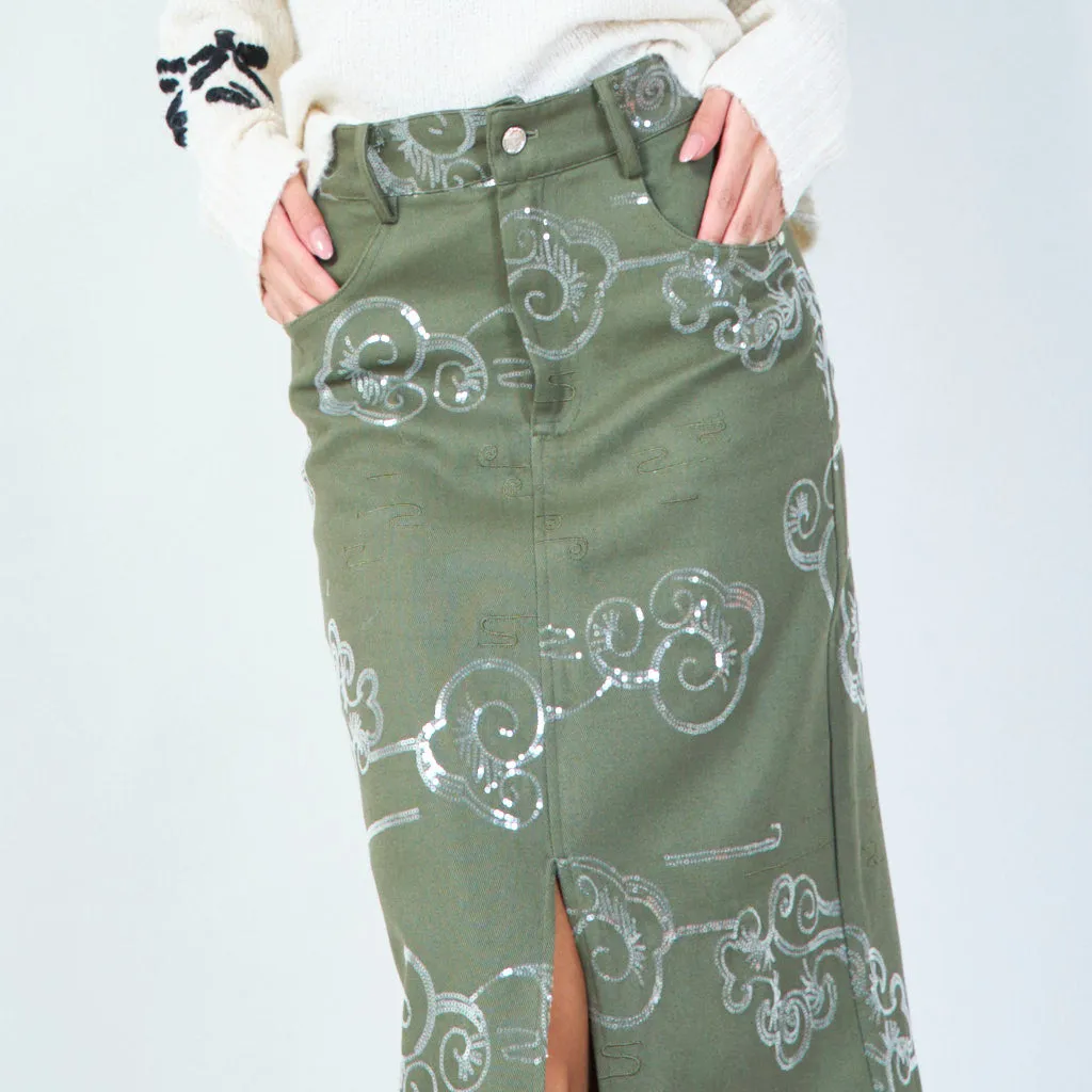 Stylish midi skirt with abstract pattern wholesale