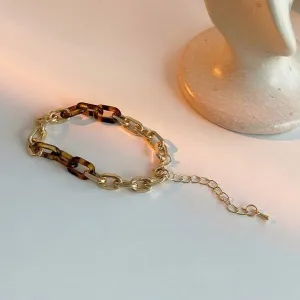 Tortoiseshell  Gold Link Bracelet
