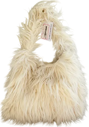 Weekday White Maddie Faux Fur Bag