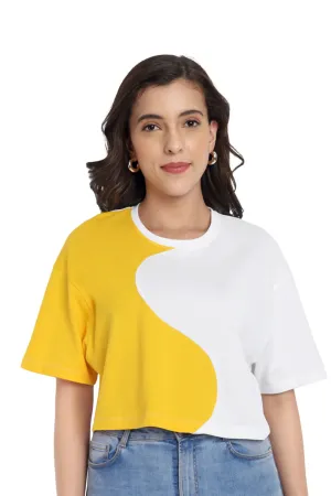 Women White Oversized Crop Top