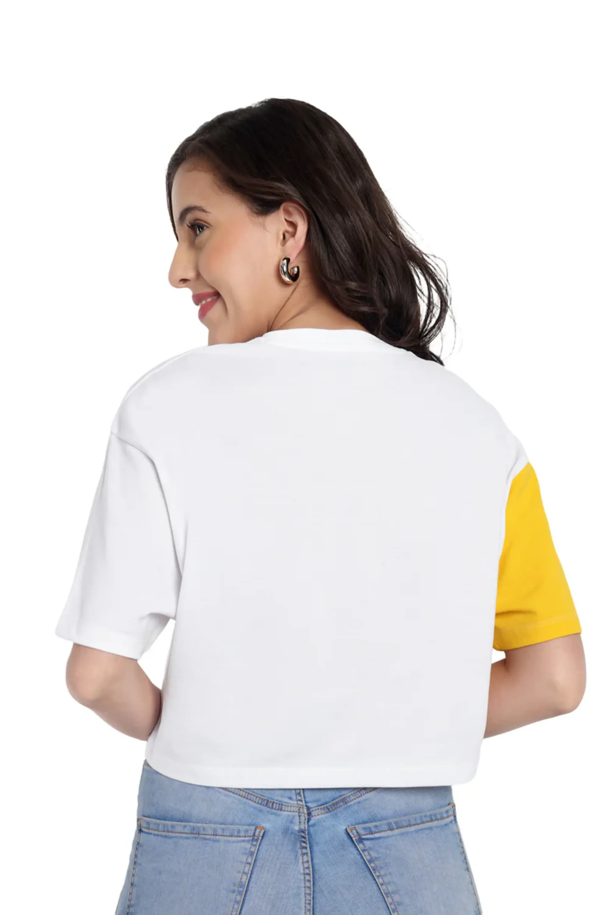Women White Oversized Crop Top