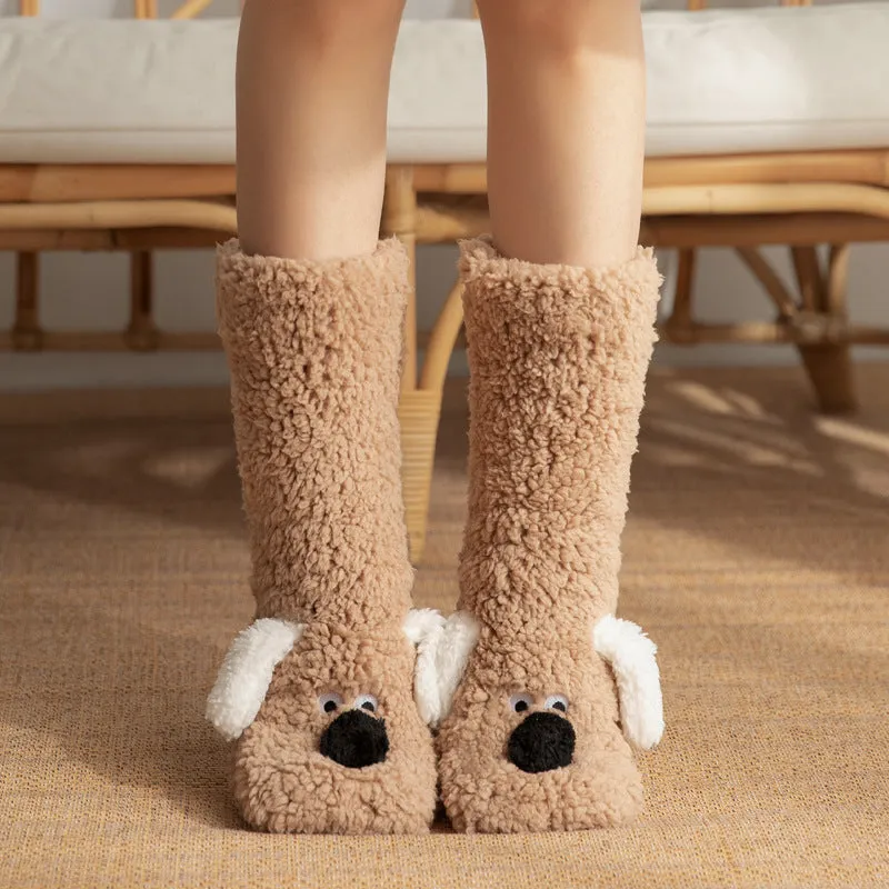 Women's & Girl’s Winter Dog Non Slip Floor Socks