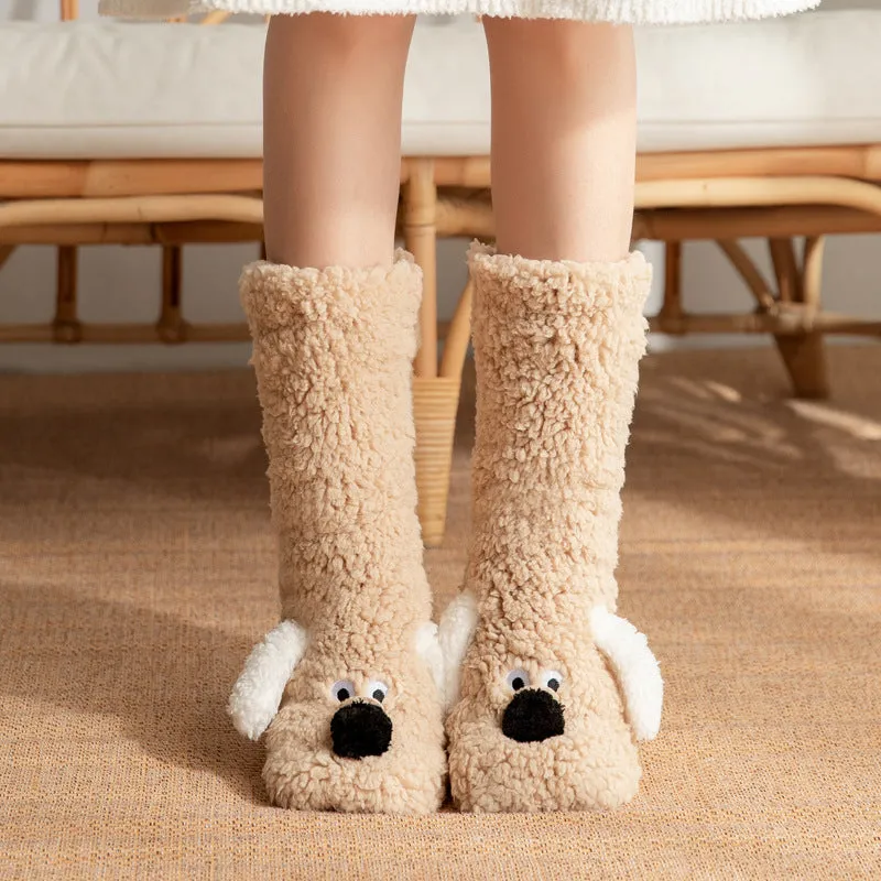 Women's & Girl’s Winter Dog Non Slip Floor Socks