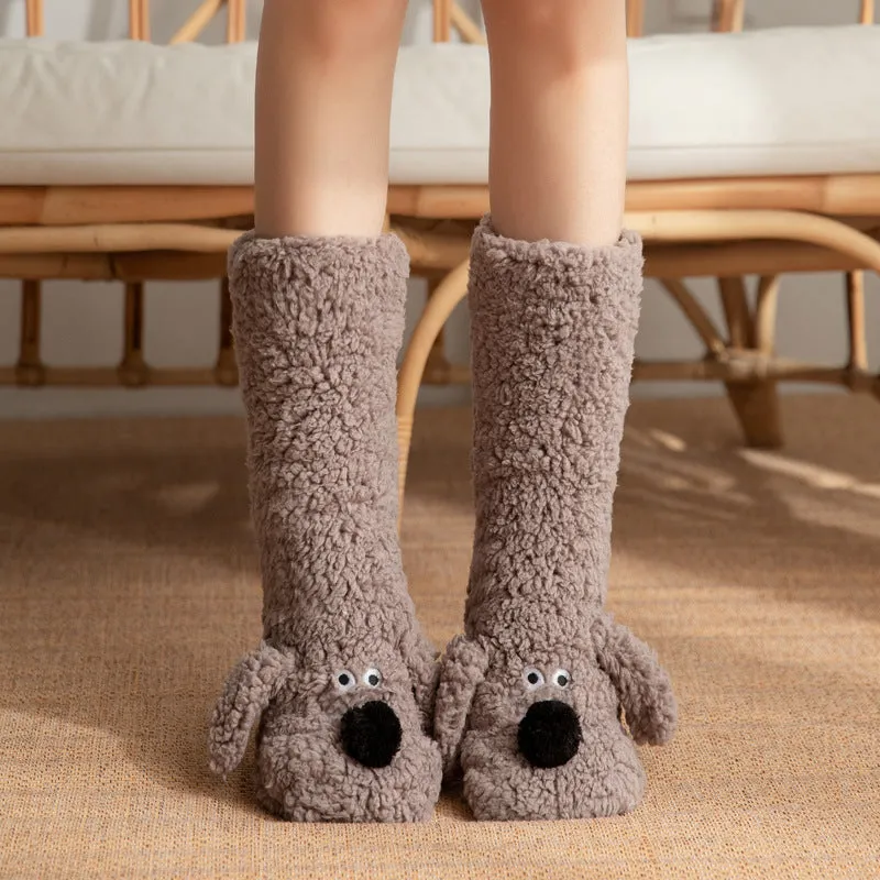 Women's & Girl’s Winter Dog Non Slip Floor Socks