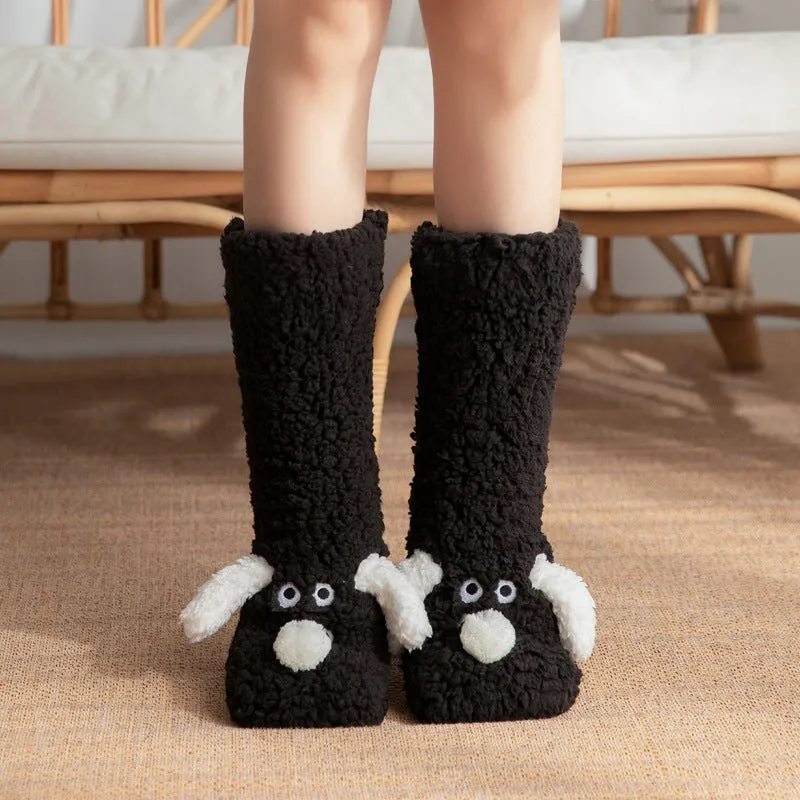 Women's & Girl’s Winter Dog Non Slip Floor Socks