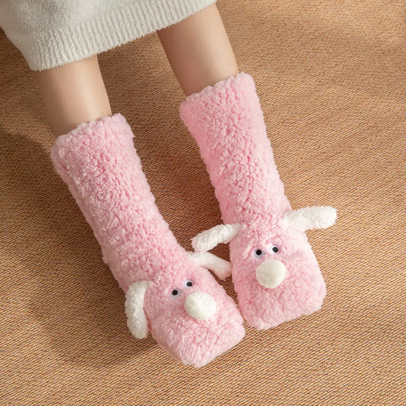 Women's & Girl’s Winter Dog Non Slip Floor Socks