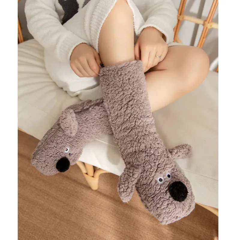 Women's & Girl’s Winter Dog Non Slip Floor Socks