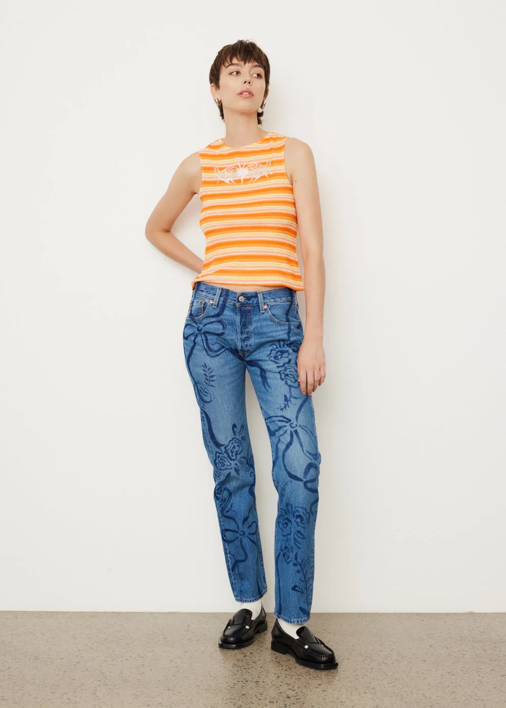 x Levi's Laurel Ashleigh Floral Painted 501 Jeans