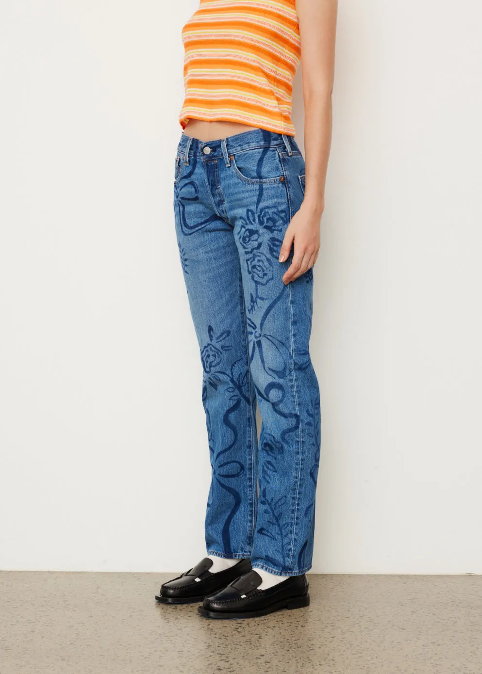 x Levi's Laurel Ashleigh Floral Painted 501 Jeans